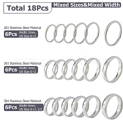 18 шт. 18 стиля колец из нержавеющей стали 304 и 201 для женщин и мужчин&nbsp;RJEW-HS0001-03