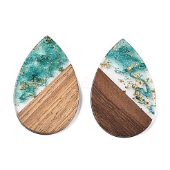 Большие подвески из прозрачной смолы и орехового дерева&nbsp;RESI-T058-05M