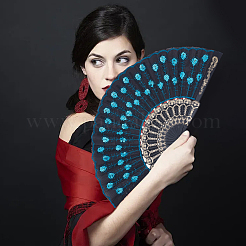 30 шт. 10-цветные пластиковые и полиэстеровые веера для украшения витрин&nbsp;AJEW-WA0001-01