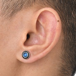 Серьги-гвоздики из нержавеющей стали с микропаве и цирконием PW-WGB72E2-01