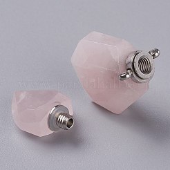Кулоны для духов из натурального розового кварца с шестигранной головкой G-H241-03F-P