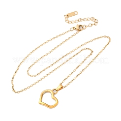 Ожерелья с подвеской в виде полого сердца из нержавеющей стали 304&nbsp;NJEW-H059-16G