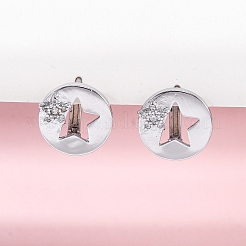 Серьги-кольца из латуни с прозрачным фианитом EJEW-Q014-38P