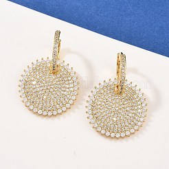 Латунные серьги-кольца из прозрачного кубического циркония EJEW-L275-17G