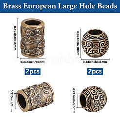 4 шт. 2 стиля латунных европейских бусин&nbsp;KK-BBC0016-95