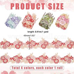 4 ярд двухцветной полиэстеровой кружевной ленты с цветочным узором&nbsp;OCOR-PH0004-47