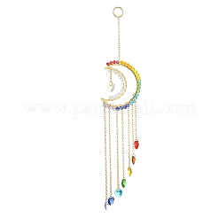 Стеклянные подвески в форме сердца и луны HJEW-JM01145