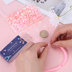 3 нить 3 цвета плоские круглые бусины ручной работы из полимерной глины&nbsp;CLAY-SC0001-68B-01