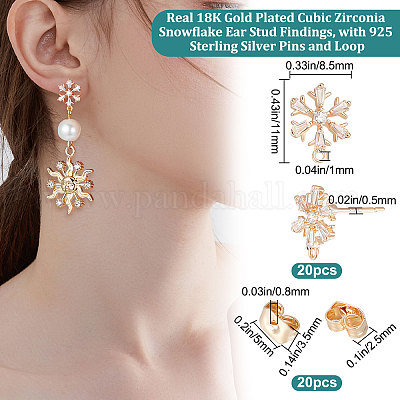 20 шт. латунные серьги-гвоздики из кубического циркония KK-BBC0004-97-1