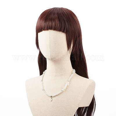 Пластиковый жемчужный кулон в виде маргаритки SJEW-JS01256-1