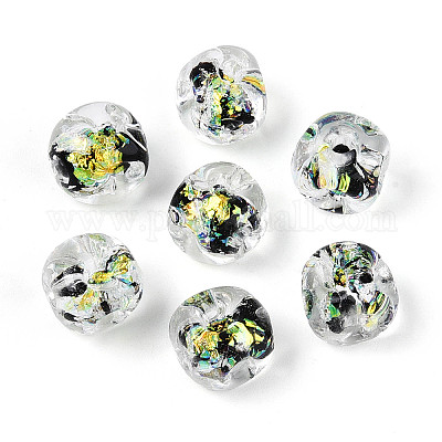 Нити из фольгированных бусин лэмпворк ручной работы FOIL-T008-04B-1