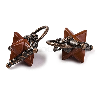 Подвески со звездами из натуральной красной яшмы Меркаба G-C144-02R-02-1