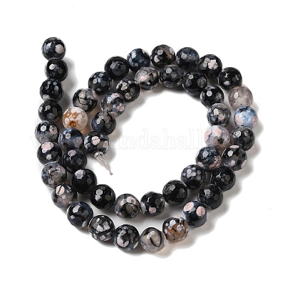 Нити окрашенных и нагретых натуральных агатовых бус с огненным кракелюром G-P539-C01-06-1