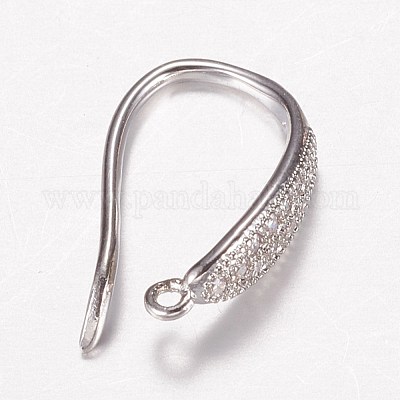 Латунь микро проложить кубического циркония серьги крючки ZIRC-A008-09P-1