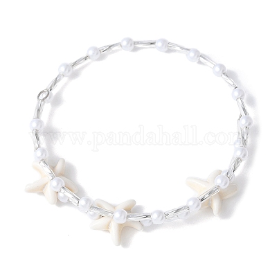 2шт. 2-х цветные браслеты из синтетических бирюзовых бусин BJEW-JB11588-1