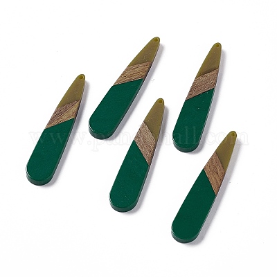 Большие подвески из непрозрачной смолы и орехового дерева RESI-M027-05E-1