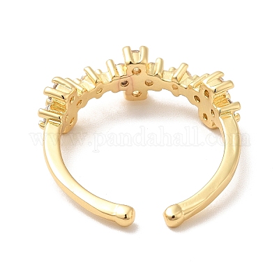 Открытое кольцо-манжета с цветком из прозрачного циркония KK-H434-14G-1