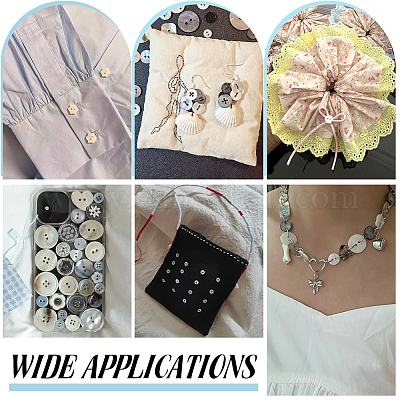 60 шт. 6 стиля 2-дырочные натуральные ракушечные пуговицы BUTT-PH0001-48-1