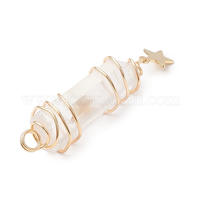 3 шт. 3 стиля гальванизированных подвесок из натурального кварцевого кристалла с заостренными концами из медной проволоки PALLOY-JF03766-06-1