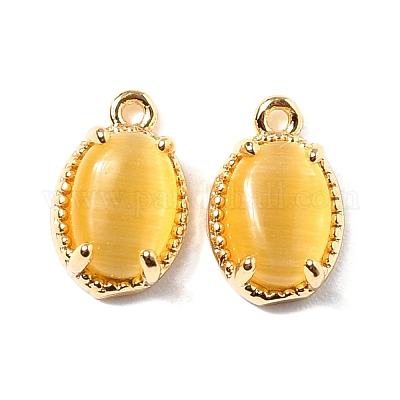 Овальные латунные подвески KK-D024-01C-G-1
