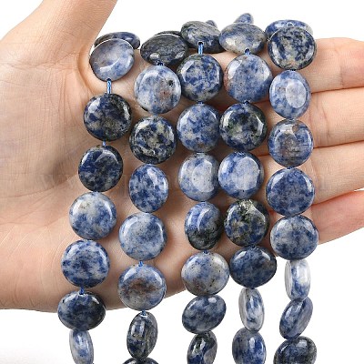 Натуральное синее пятно нитки из бисера яшмы&nbsp;G-L648-B08-15mm-1