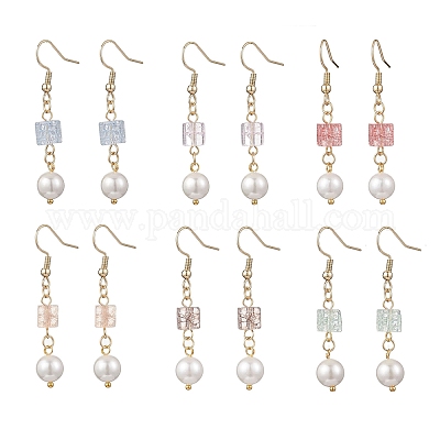 6 пара серег с ракушечным жемчугом из нержавеющей стали 304 EJEW-JE06618-1