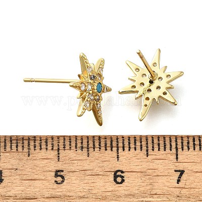 Серьги-гвоздики из латуни с микропаве из кубического циркония EJEW-D304-36G-1