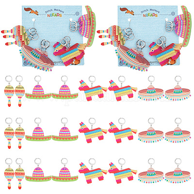 Cinco de mayo непрозрачные печатные акриловые подвесные маркеры петель с замком HJEW-AB00176-1