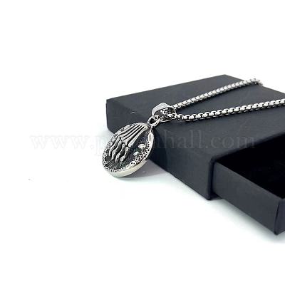 Ожерелья из нержавеющей стали с круглым кулоном в форме скелета для мужчин BI4907-1