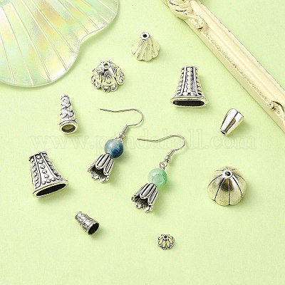 50 шт. 10 колпачка для бусин в тибетском стиле и конус DIY-YW0008-48-1