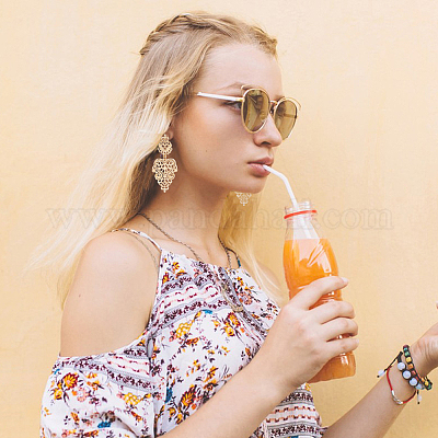 5 пара 5-х стилевых плоских круглых и каплевидных серег-люстр в стиле бохо EJEW-AN0003-01-1