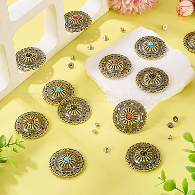 12 набор плоских круглых кнопок из сплава двух цветов FIND-TA0008-15-1