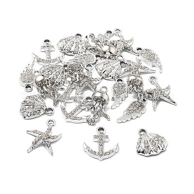 25шт 5 стиля подвески из сплава с кристаллами и стразами FIND-FS0004-10-1