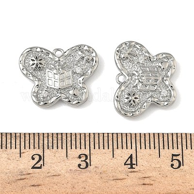 Рождественские подвески из латуни с микропаве из прозрачных кубических цирконий KK-A280-03F-P-1