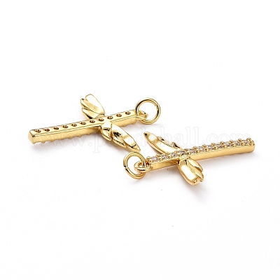 Латунные микропаве прозрачные подвески с фианитом ZIRC-L100-102G-1