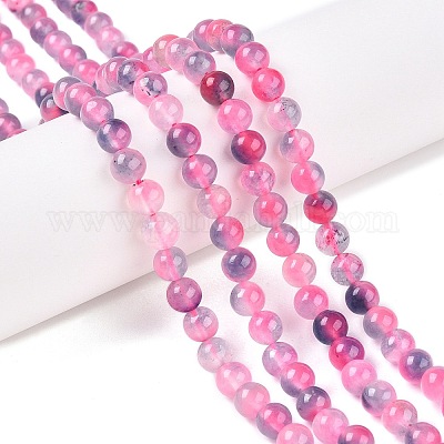 Окрашенные природные белый нефрит бисер пряди G-T138-6mm-210-16-1