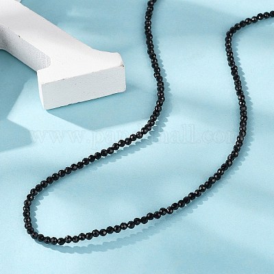 Колье из натуральной черной шпинели с бисером NJEW-K114-A-A20-1