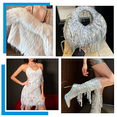 1 шт. блестящая полиэстеровая кружевная лента с кисточкой из пайеток OCOR-PH0005-83-1