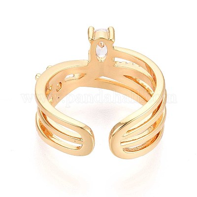 Латунные микро проложить манжеты кольца кубического циркония KK-T074-79G-1