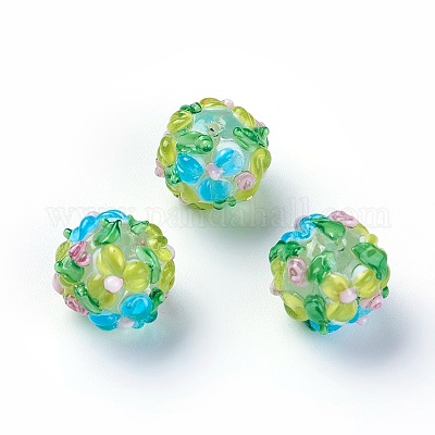 Ручной работы ухабистым Шарики Lampwork LAMP-E021-07C-1