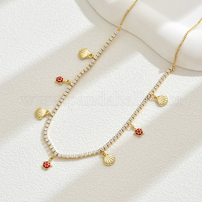 Элегантный латунный кулон в стиле океана с прозрачным кубическим цирконием из панциря черепахи RD4972-1