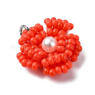 Подвески из стеклянных бусин в виде маргариток PALLOY-MZ00462-05-1