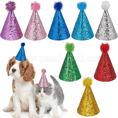 16 шт. двухцветная полиэстеровая шапочка для питомца на день рождения AJEW-GO0002-19-1