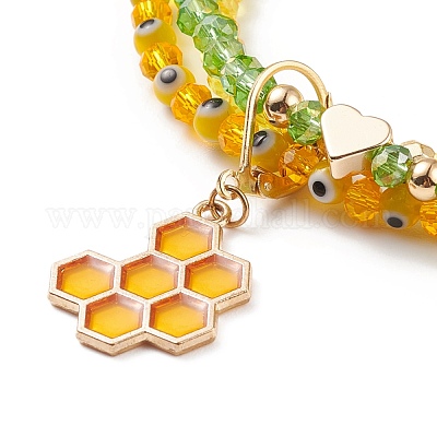 Трехслойный многожильный браслет из круглого стекла BJEW-JB08229-03-1