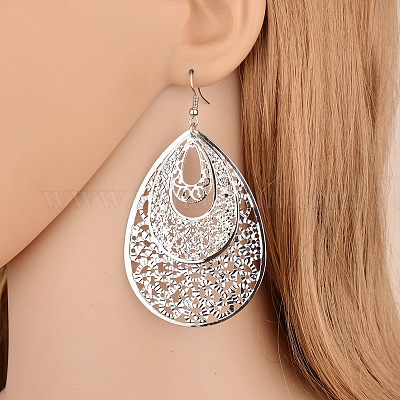 Серьги-подвески из сплава в стиле бохо с полыми каплями FS-WG1E410-02-1