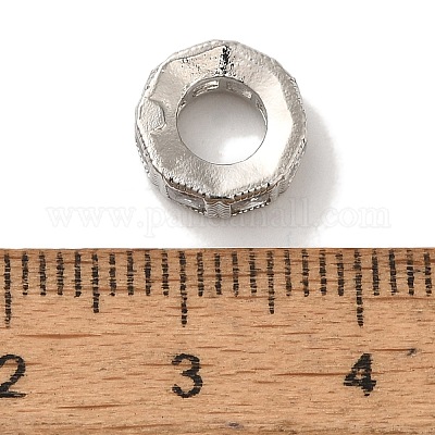 Восьмиугольные латунные микро-паве кубические циркониевые европейские бусины KK-C072-20P-1