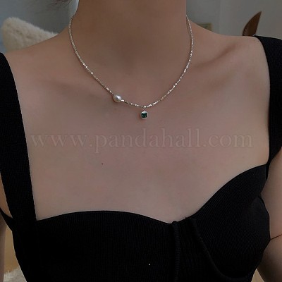 925 квадратная подвеска из стерлингового серебра с кубическими цирконами и соединительными кольцами STER-D288-05S-01-1