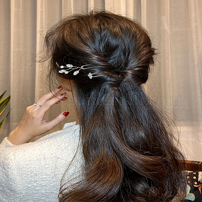 8 шт. 2 стиля заколки для волос из латуни и сплава со стразами&nbsp;MRMJ-LP0002-17-1