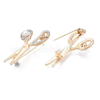 Булавка для лацканов с кристаллами и стразами и пластиковой жемчужиной JEWB-N007-061-1