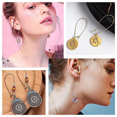 100 шт. 2 стиля фурнитуры для сережек-колец из нержавеющей стали 304 STAS-CN0001-04-1